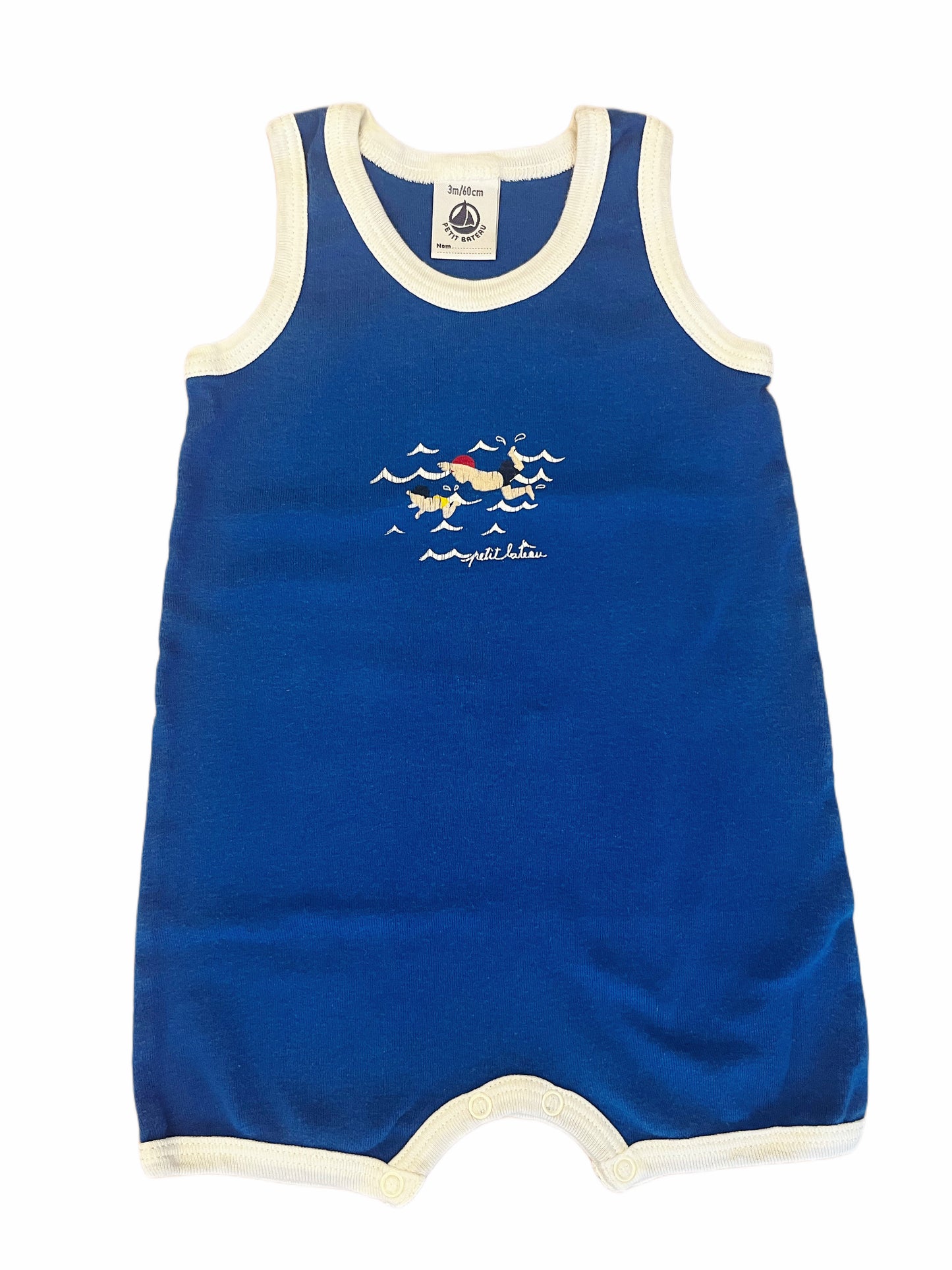 Petit Bateau Sleeveless Bodysuit with Swimmer Motif (3M)