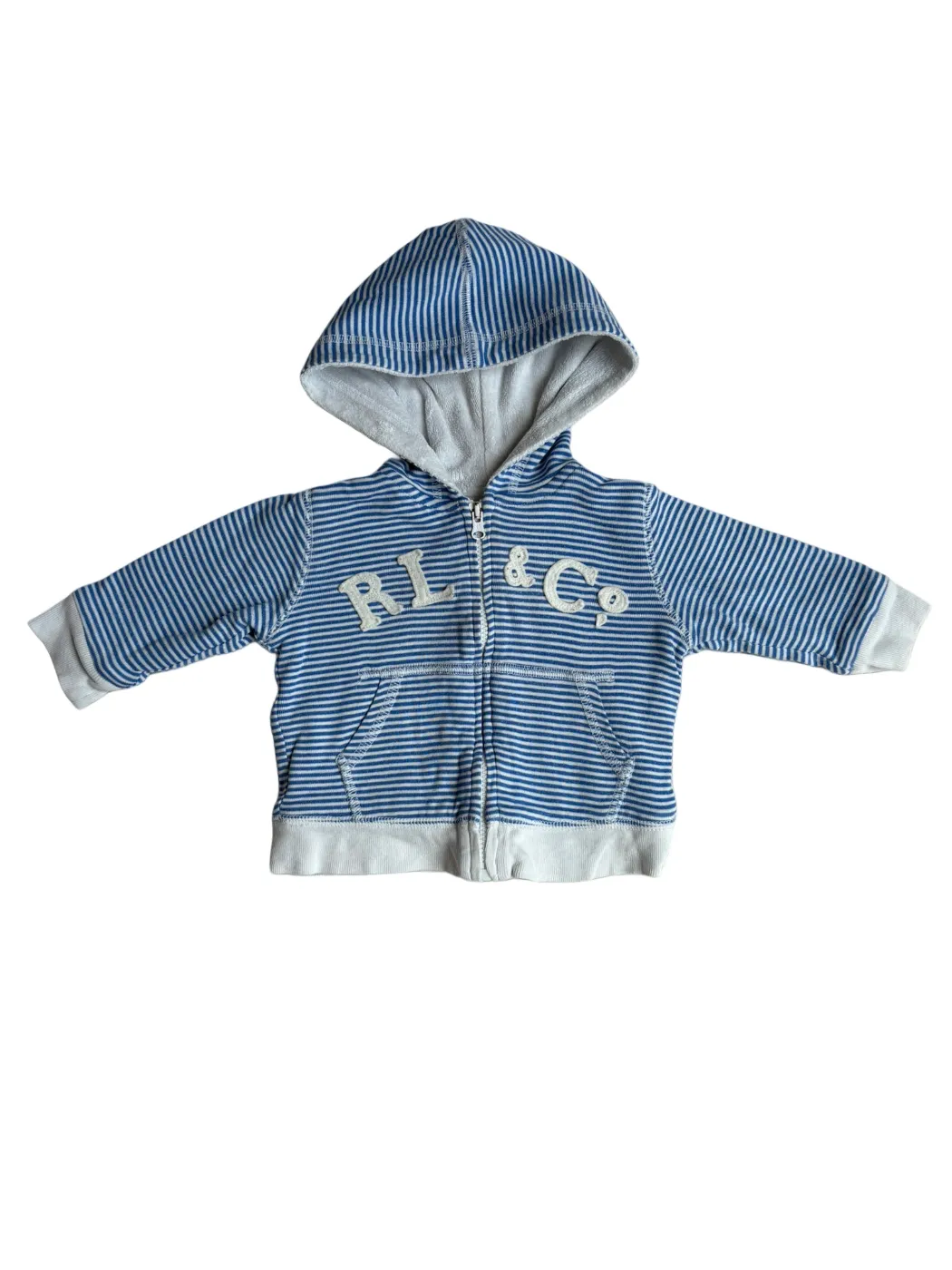 Ralph Lauren Blue White Striped Zip-Up Hoodie (6M)