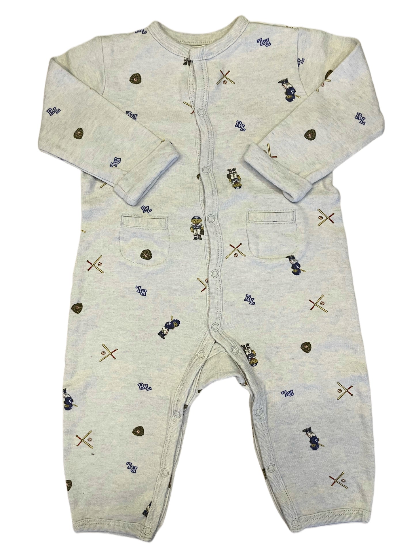 Ralph Lauren Long Sleeve Baseball Pajama (9M)