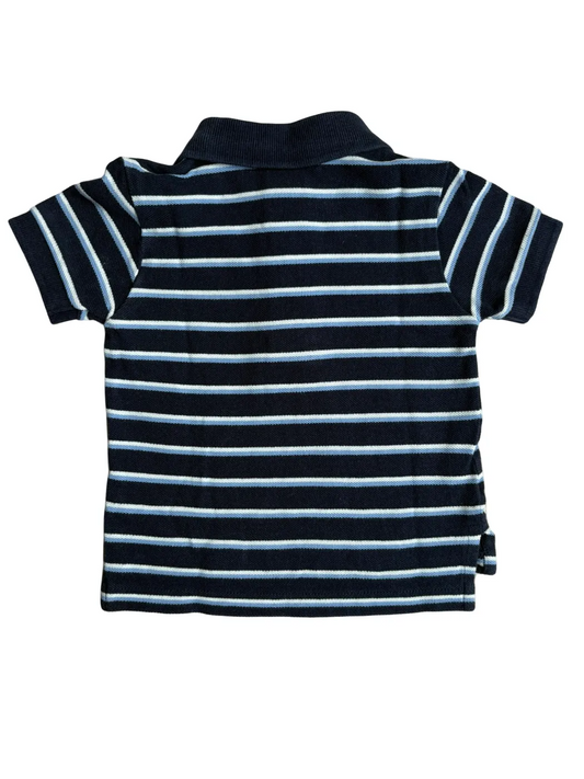 Polo Ralph Lauren Navy Blue with Light Blue and White Stripes Polo Shirt (9M)