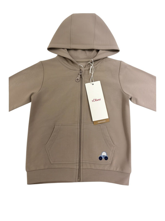 s.Oliver Boy Beige Car Cotton Zip-Up Hooded Jacket, 9M / 74, 18M / 86