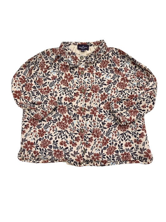 Sergent Major Girl Beige Plum Floral Blouse & Mauve Cable Knit Leggings Set, 3M / 60 - second hand baby clothing