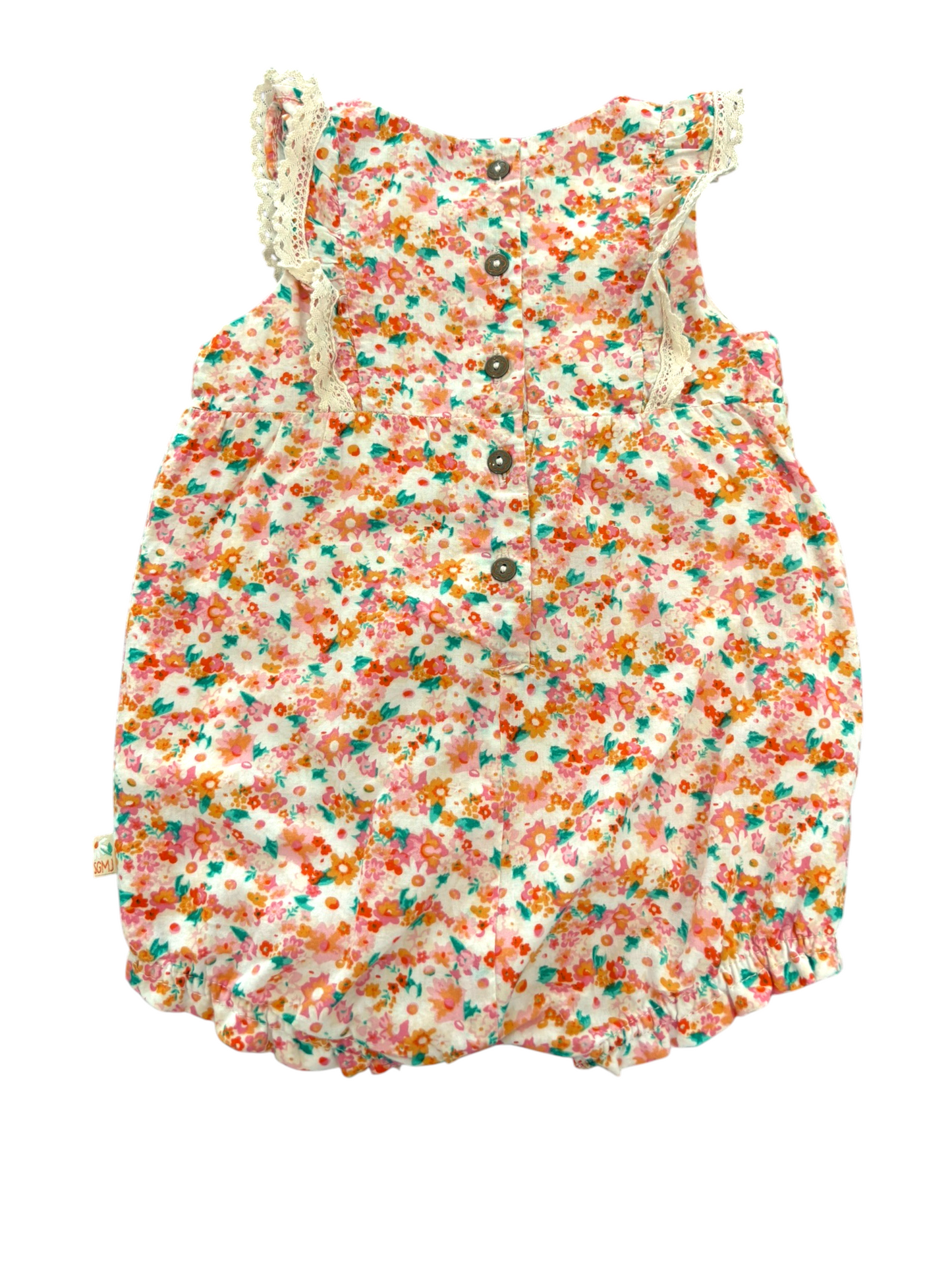 Sergent Major Pink Floral Lace Bubble Romper (3M / 60)