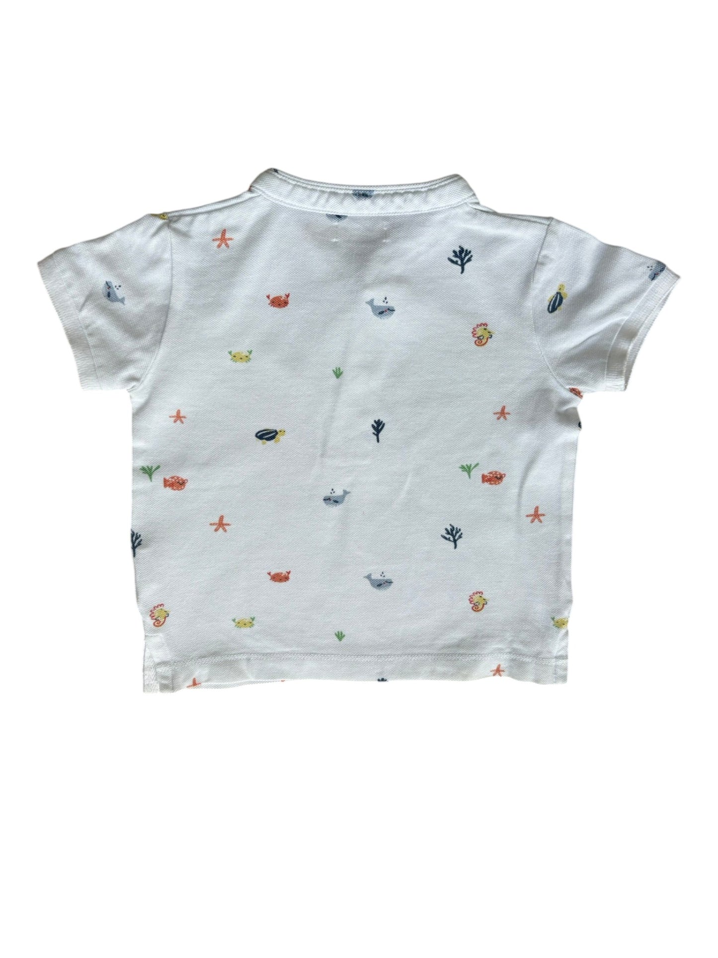 Sfera White Aquatic Animal Polo Shirt (12-18M)