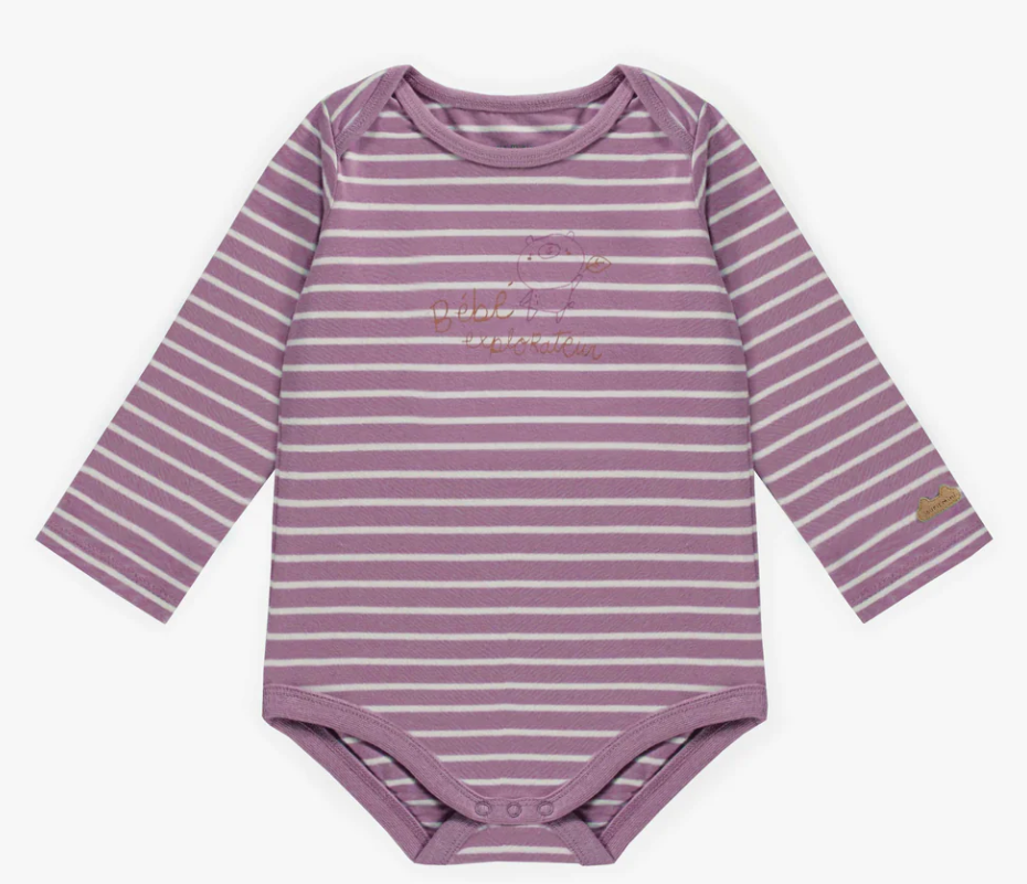 Souris Mini Purple Stripes Long Sleeved Bodysuit (0-3M)