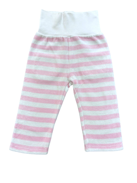 Steiff Pink White Stripe Velour Pants (6M)