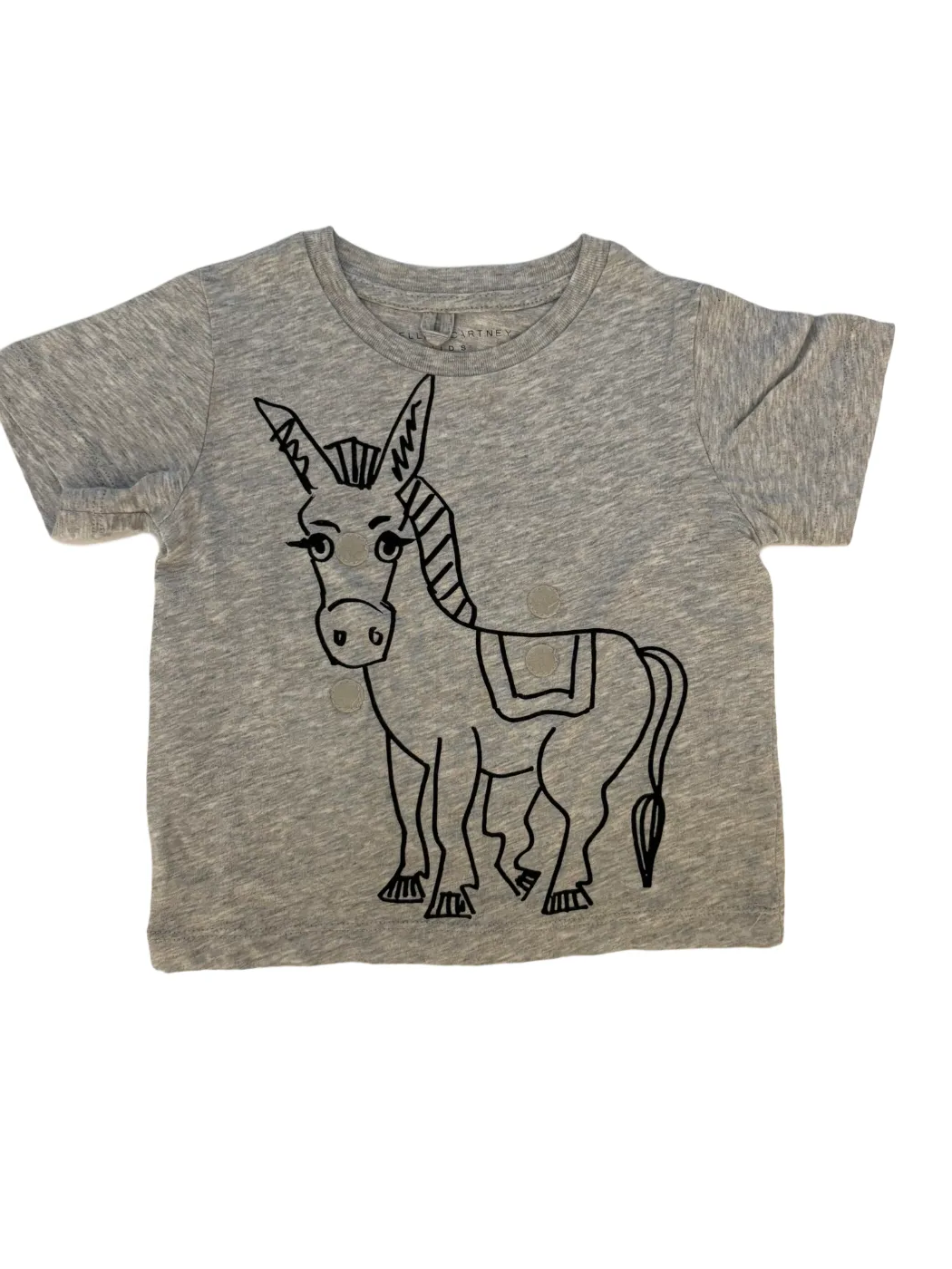 Stella McCartney Grey Donkey T-Shirt with Velcro Patches (2Y)