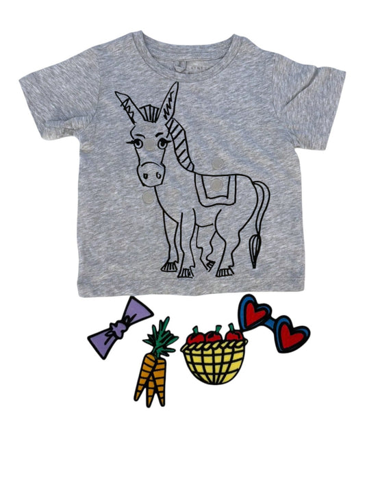 Stella McCartney Grey Donkey T-Shirt with Velcro Patches size 2Y - second hand baby clothing