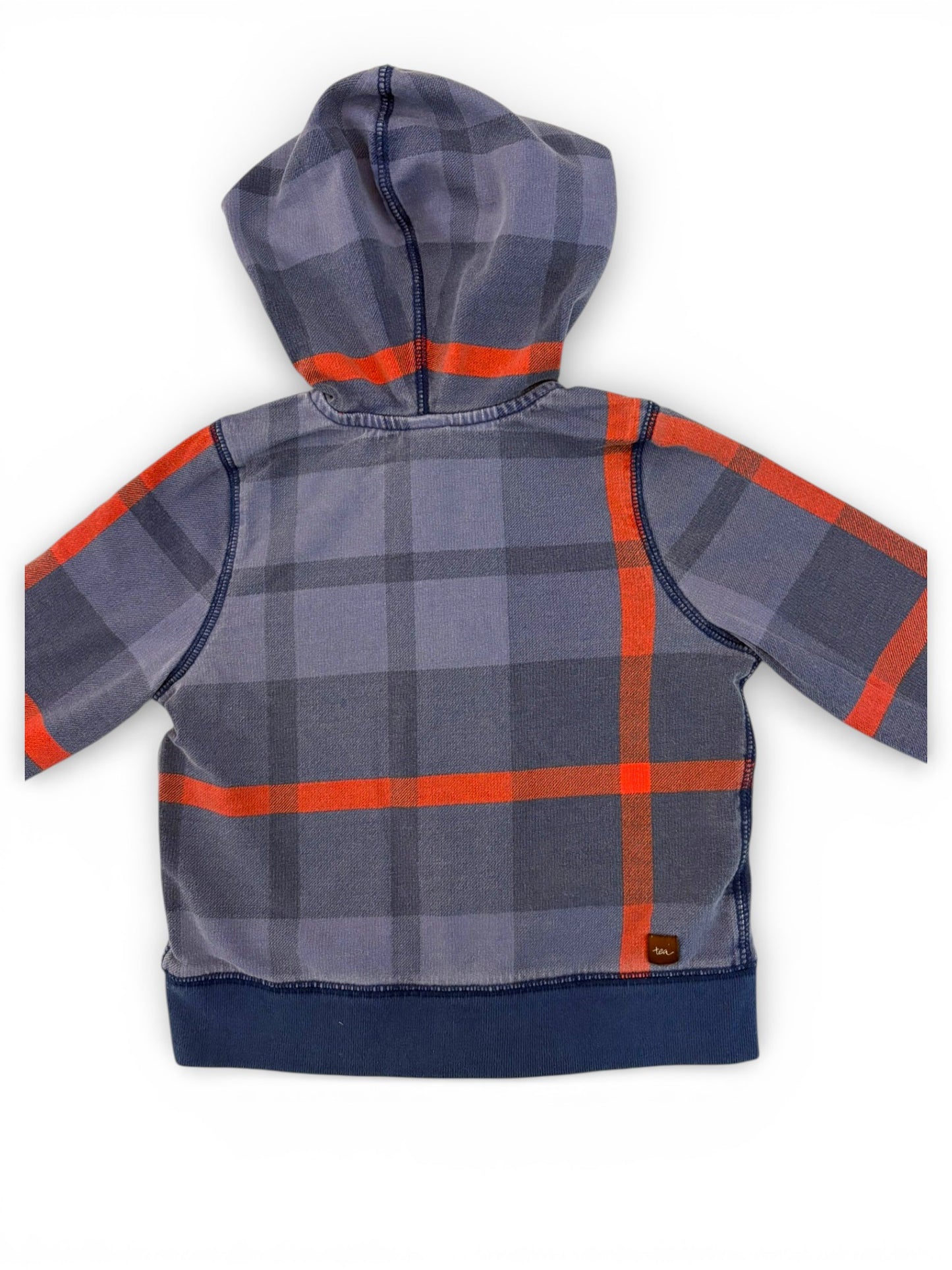 Sweat à capuche zippé à carreaux bleus Tea Collection (18-24 mois)