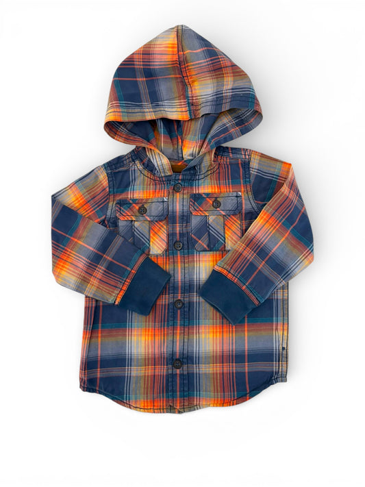 Tea Collection Plaid Hooded Shirt (18-24M)