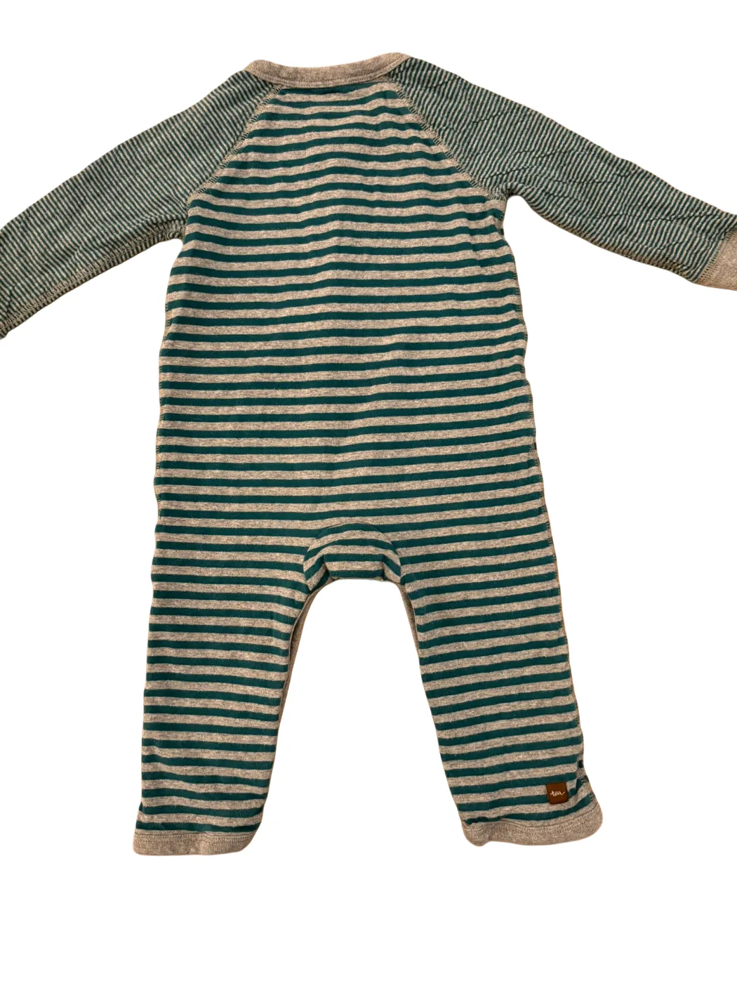 Tea Teal Grey Stripe Romper (12-18M)