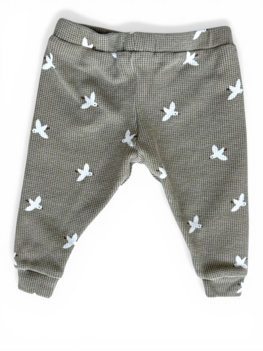 Topette Créations Grey Bird Waffle Pants (6M)