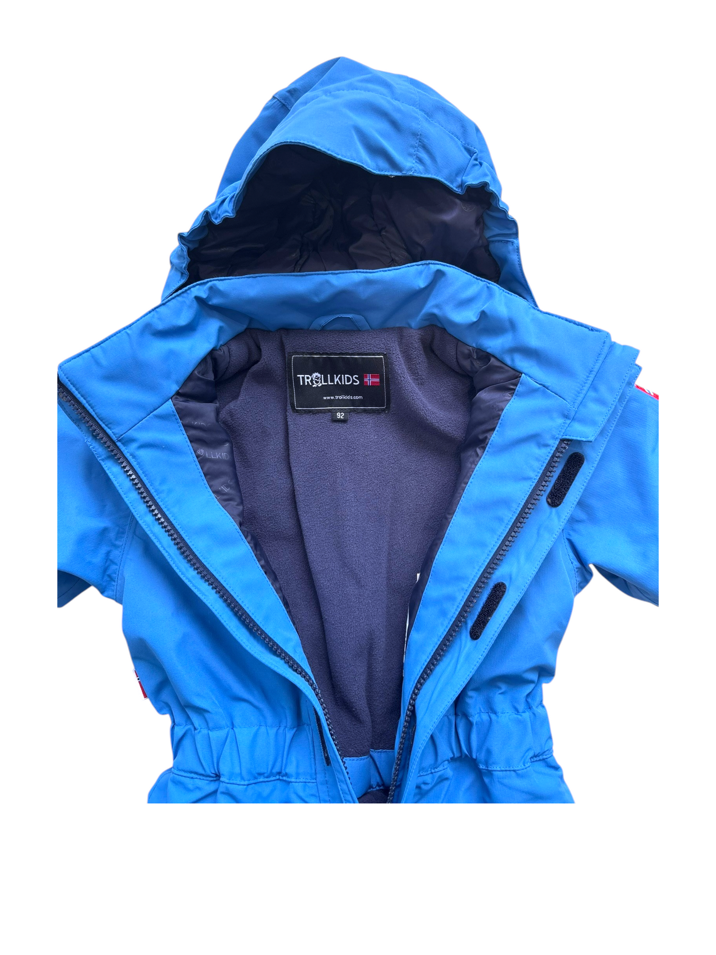 Trollkids Unisex Blue Softshell Snowsuit, 92