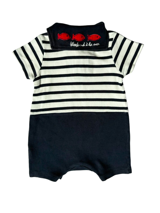 Week-end à la Mer Navy Stripe Strampler (12 Monate)