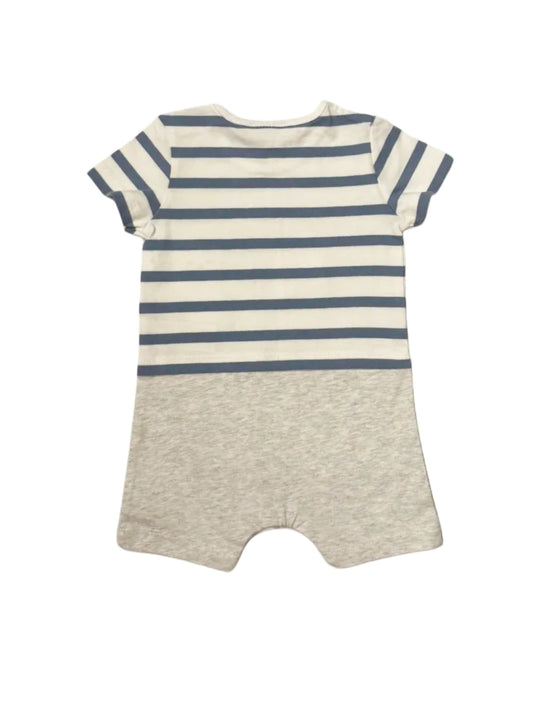 The White Company Grey Striped Jumpsuit (3-6M)