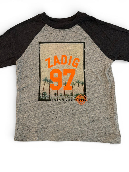 Zadig & Voltaire Grey Raglan Palm Tree Shirt (6Y / 114)