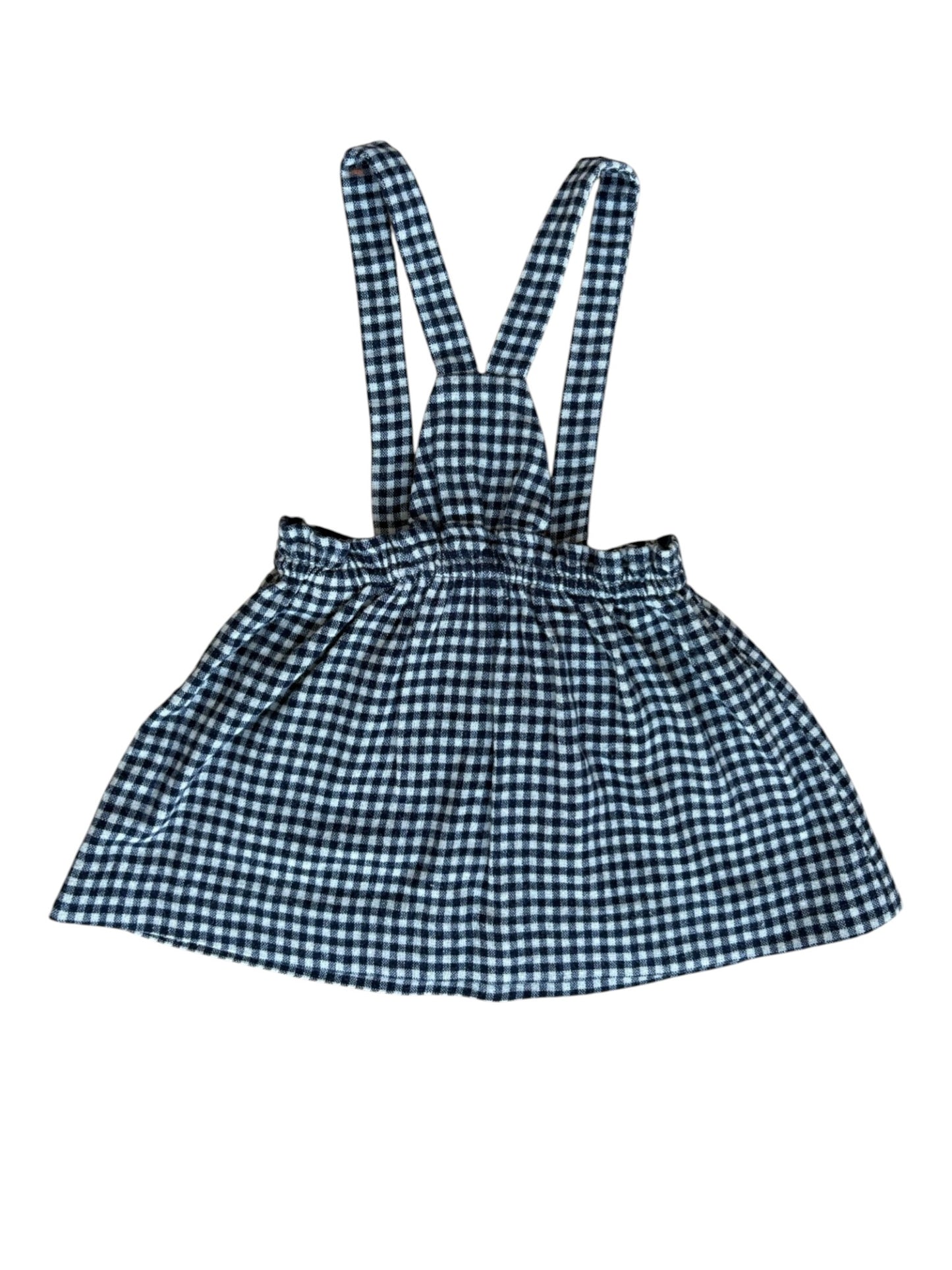 Zara Navy Gingham Pinafore Skirt (2M)