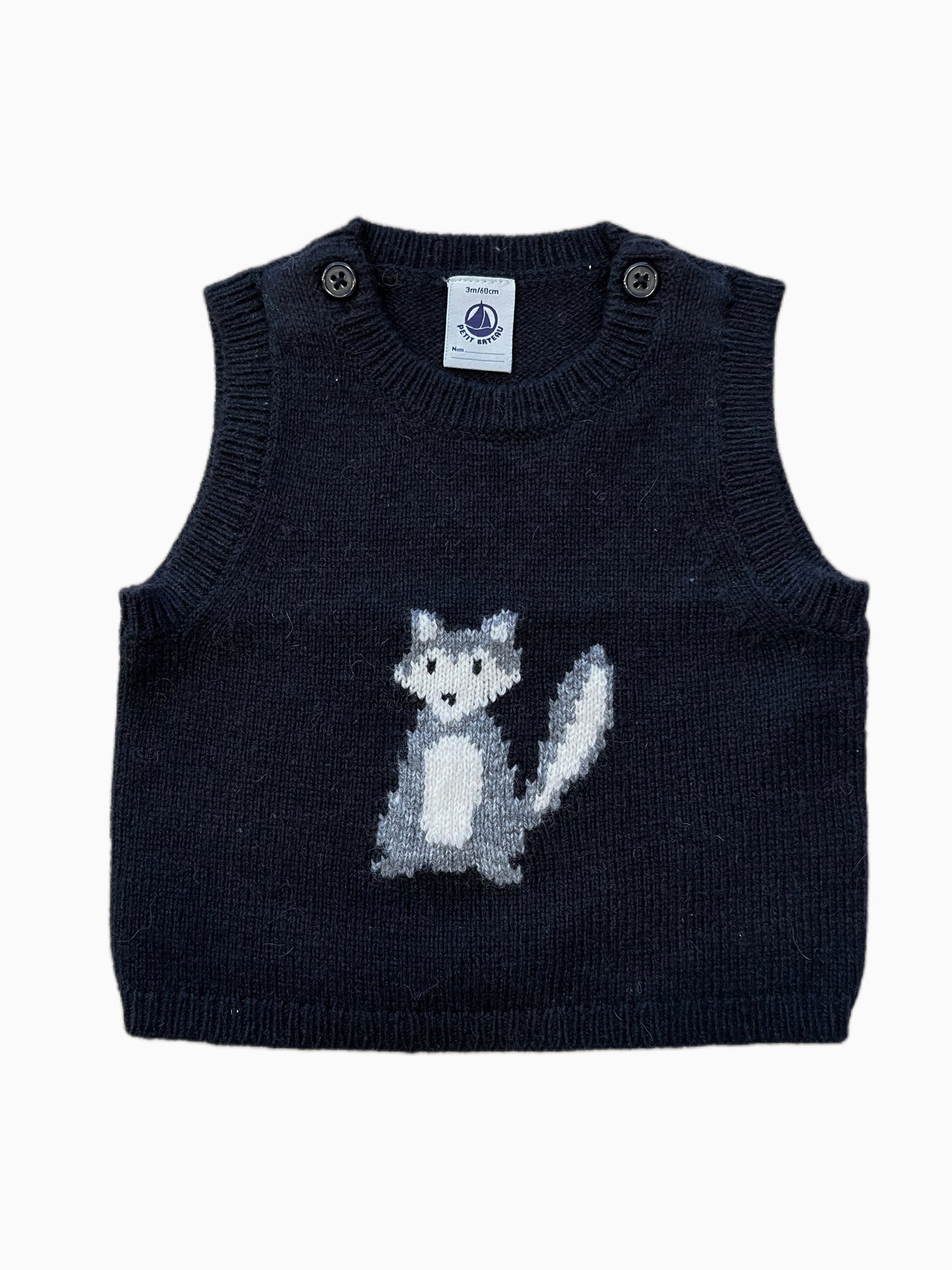 Petit Bateau wool gilet with wolf motif
