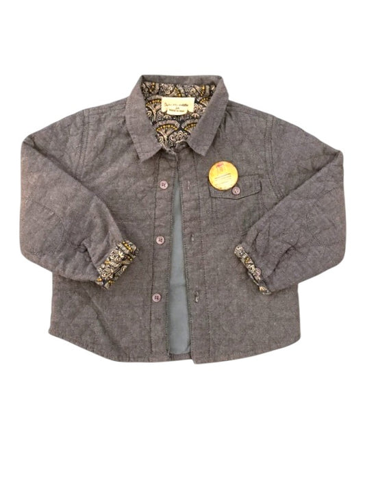 Arsène et les Pipelettes Girls Grey Quilted Shirt, 2Y