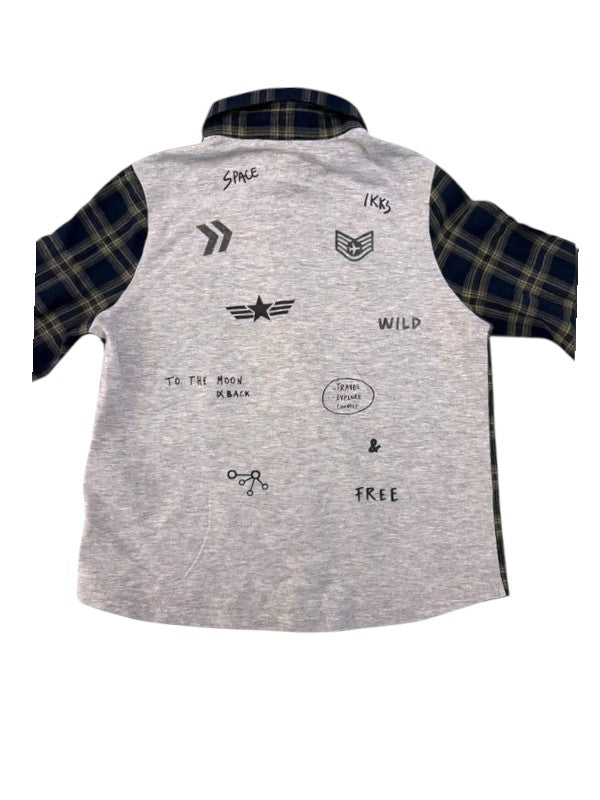 IKKS Plaid Shirt with Graphic Back size 3Y / 98 - second hand baby clothing