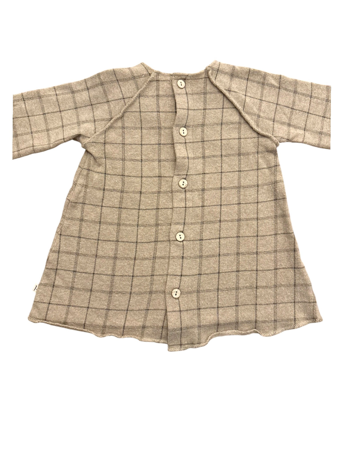 1+ in the family Girl Beige Windowpane Check Knit Dress, 9M - second hand baby clothing