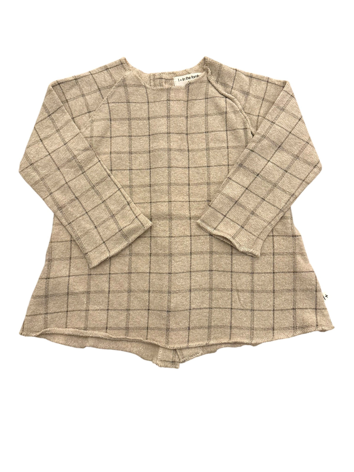 1+ in the family Girl Beige Windowpane Check Knit Dress, 9M - second hand baby clothing