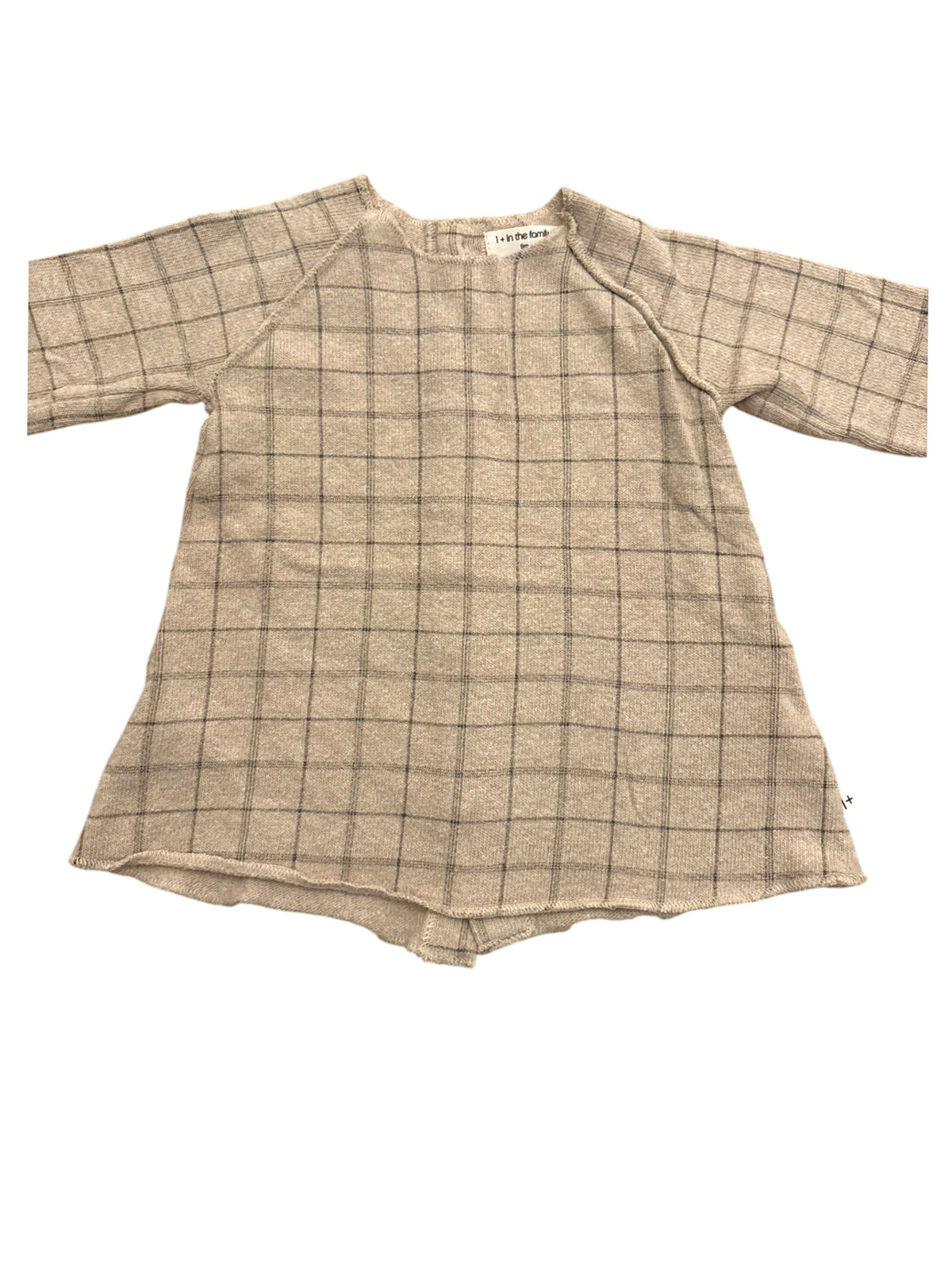 1+ in the family Girl Beige Windowpane Check Knit Dress, 9M - second hand baby clothing