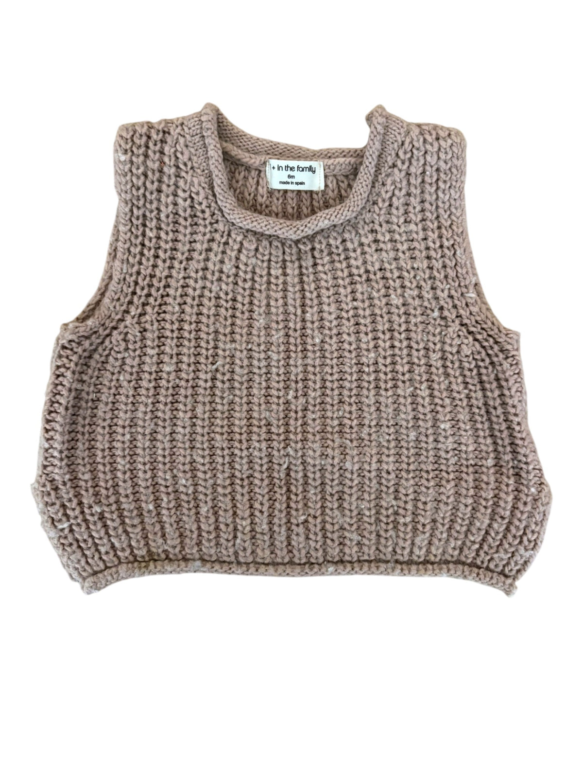 1+ in the family Baby Mauve Chunky Knit Vest, 6M - second hand baby clothing