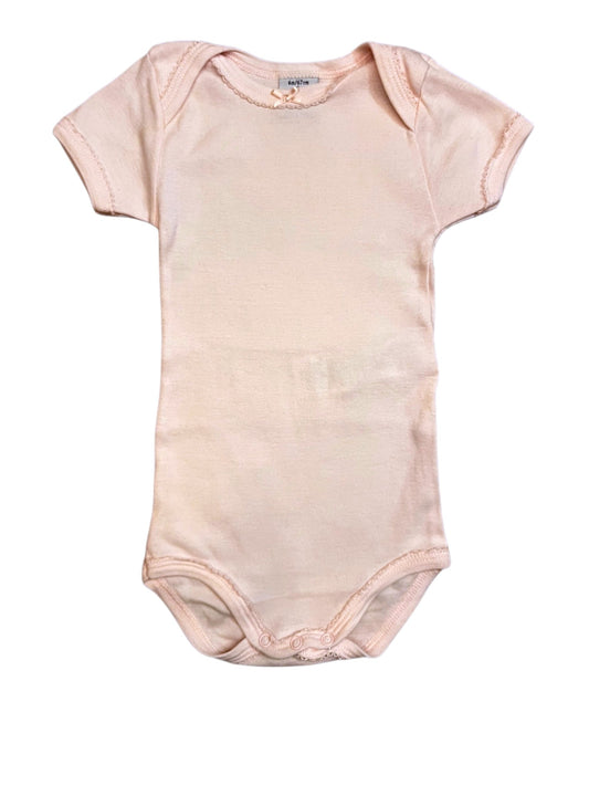 Petit Bateau Short Sleeve Bodysuit in Light Pink size 6M (67 cm) - second hand baby clothing