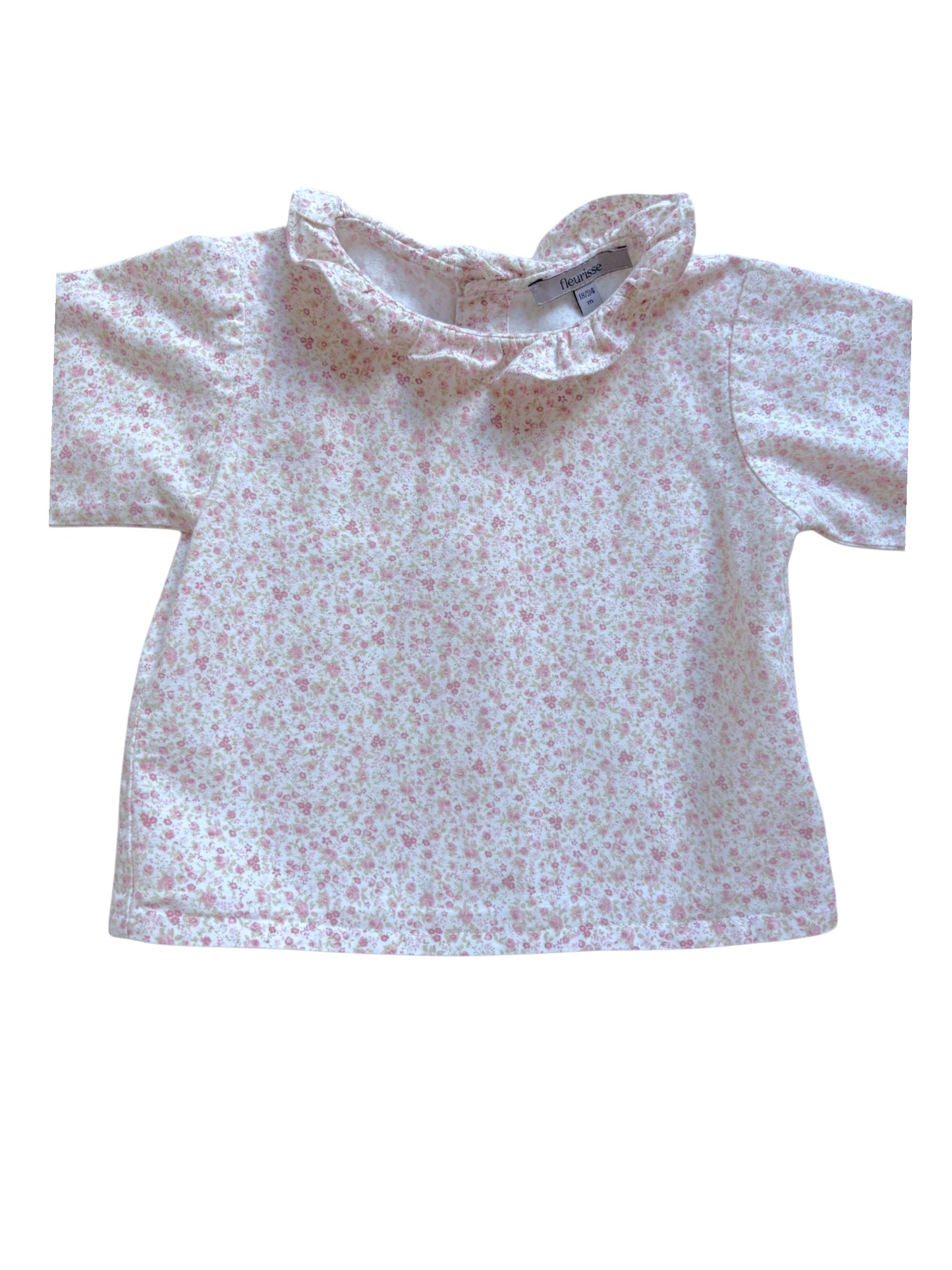 Fleurisse Pink Floral Ruffle Long-Sleeved Shirt size 18-24M - second hand baby clothing