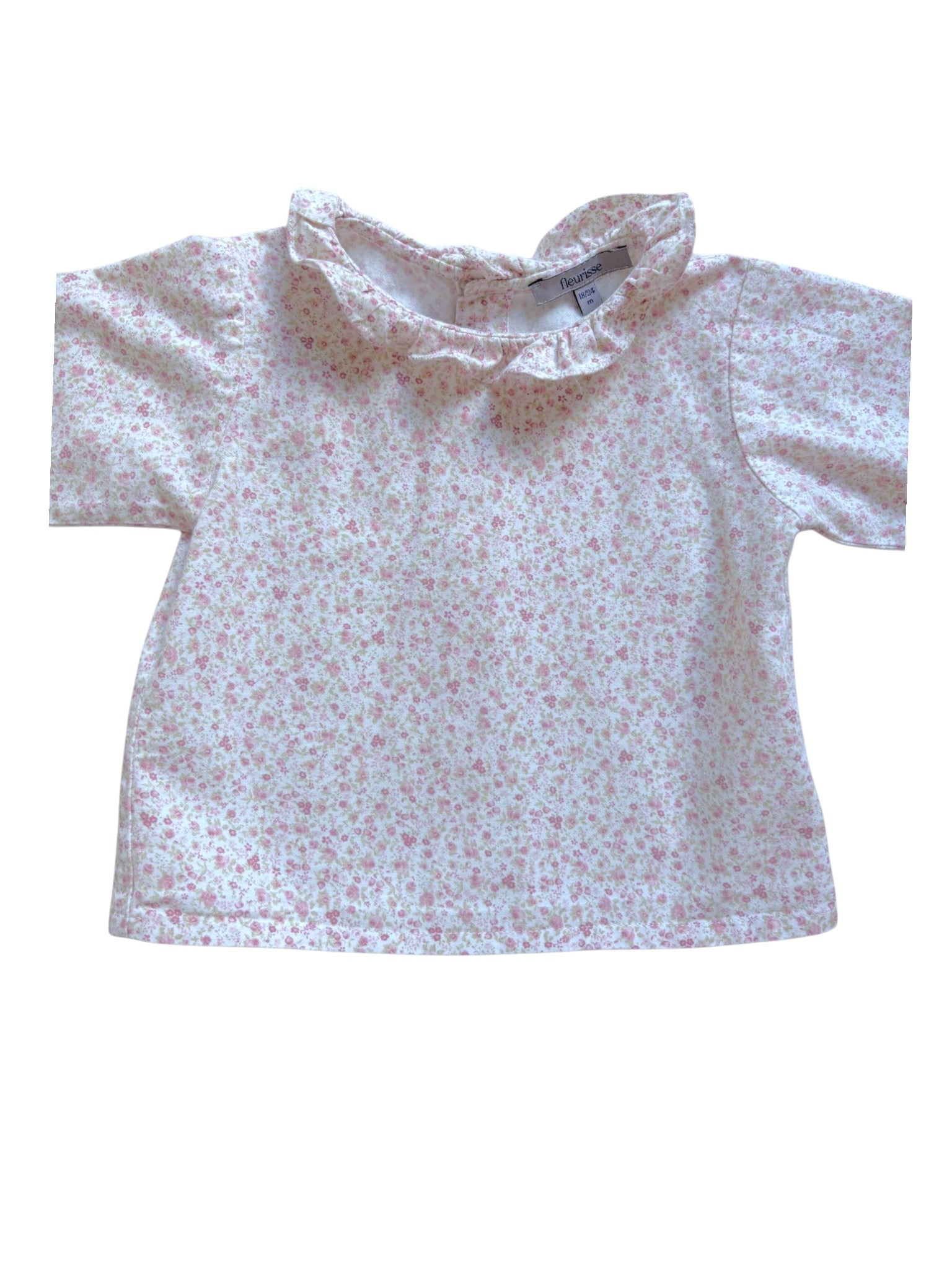 Fleurisse Pink Floral Ruffle Long-Sleeved Shirt size 18-24M - second hand baby clothing