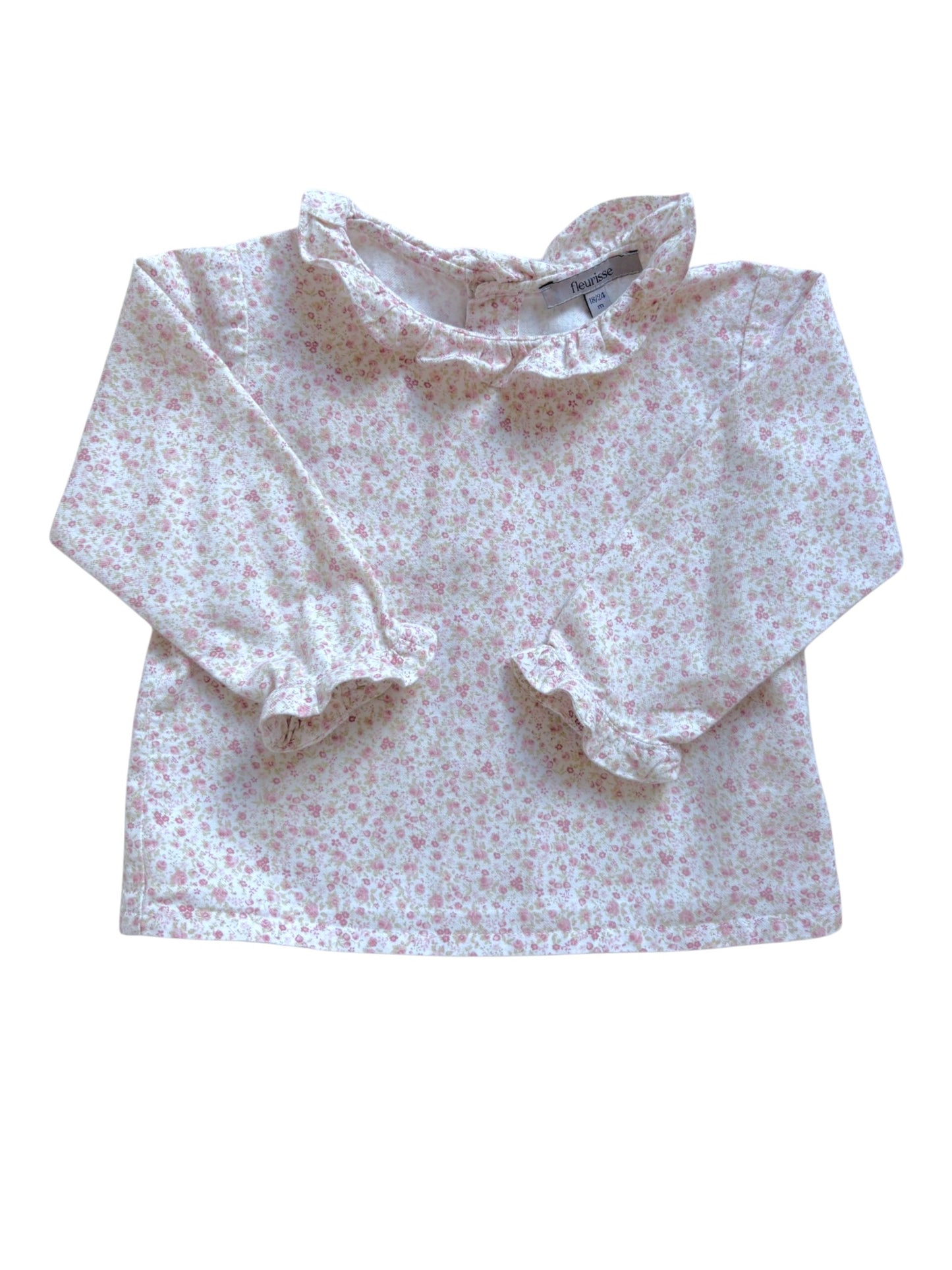 Fleurisse Pink Floral Ruffle Long-Sleeved Shirt size 18-24M - second hand baby clothing