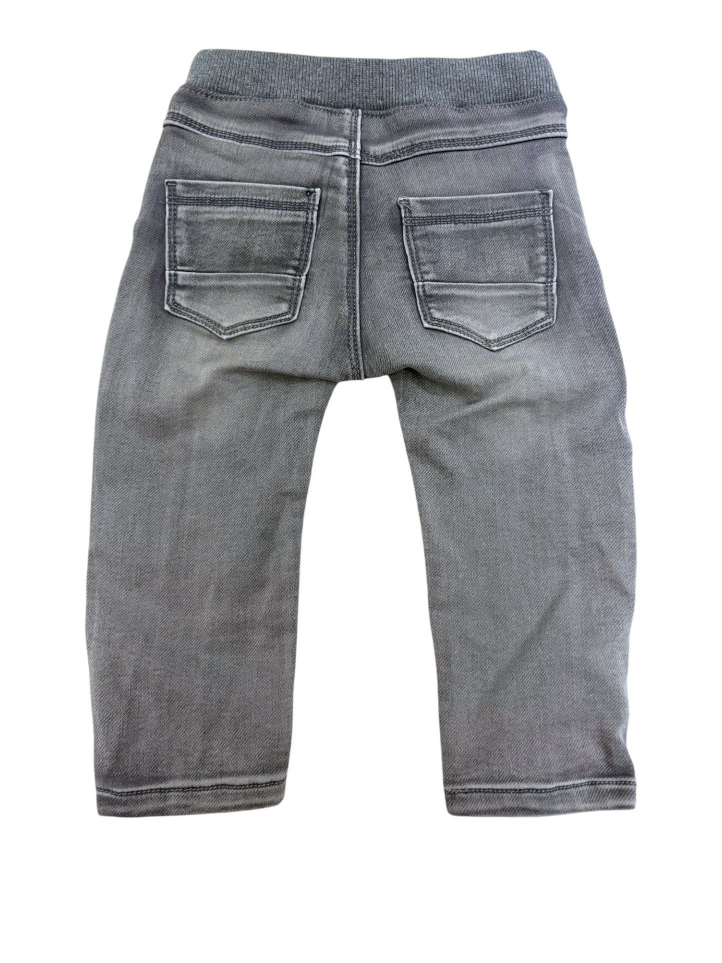 Babyface Unisex Grey Washed Denim Jeans, 9-12M