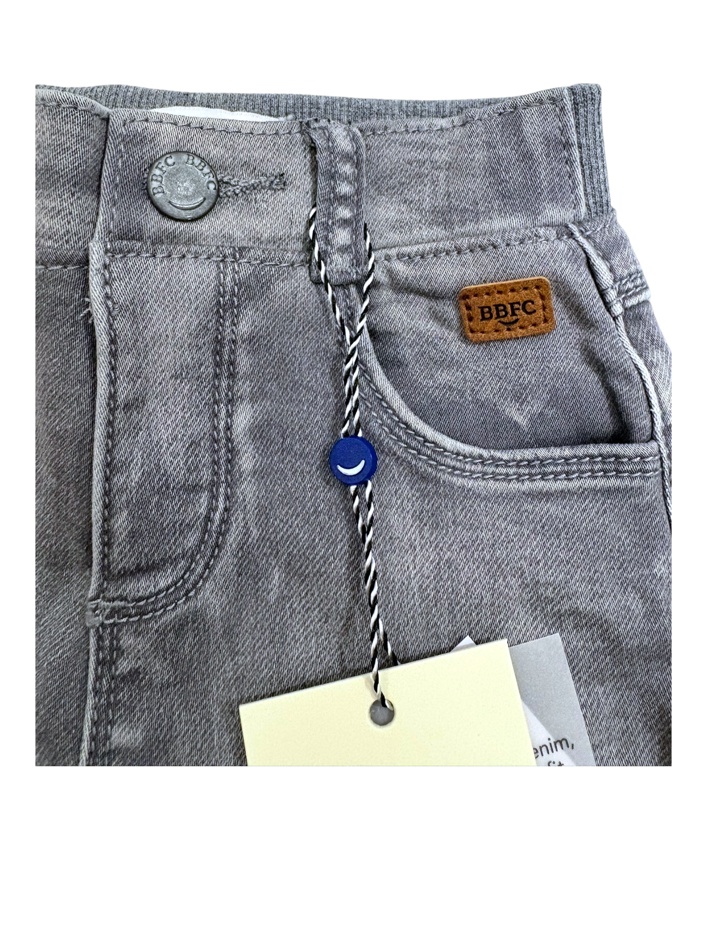 Babyface Unisex Grey Washed Denim Jeans, 9-12M