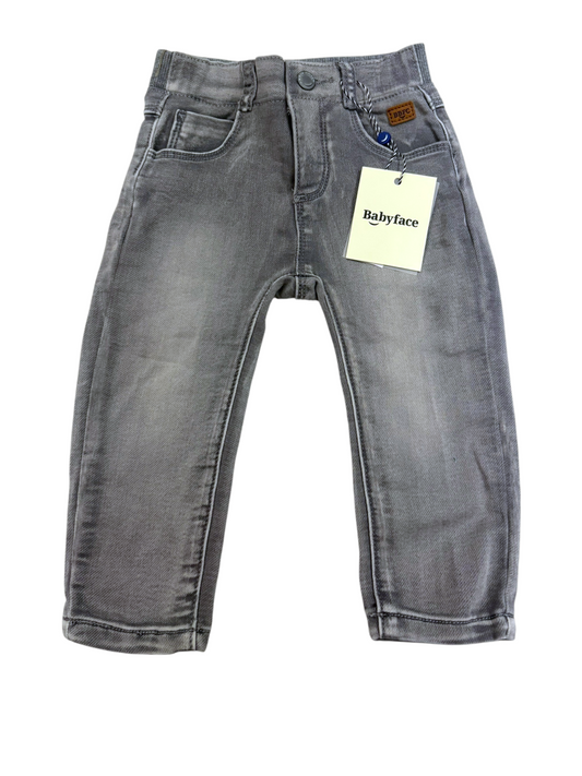 Babyface Unisex Grey Washed Denim Jeans, 9-12M