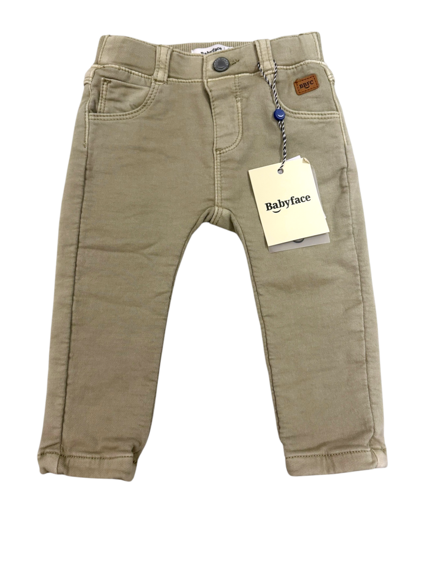 Babyface Unisex Khaki Cotton Jeans, 3-9M