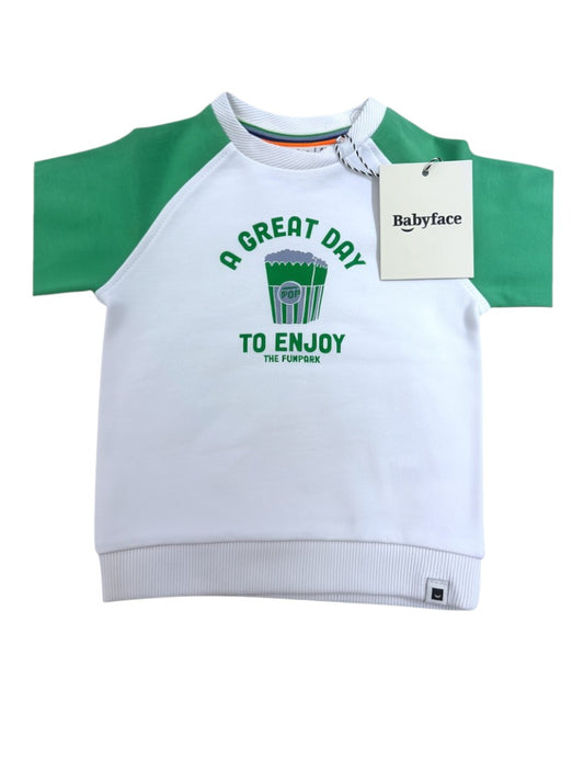 Babyface Unisex White Green Funpark Cotton Sweatshirt, 3M / 62, 12M / 80