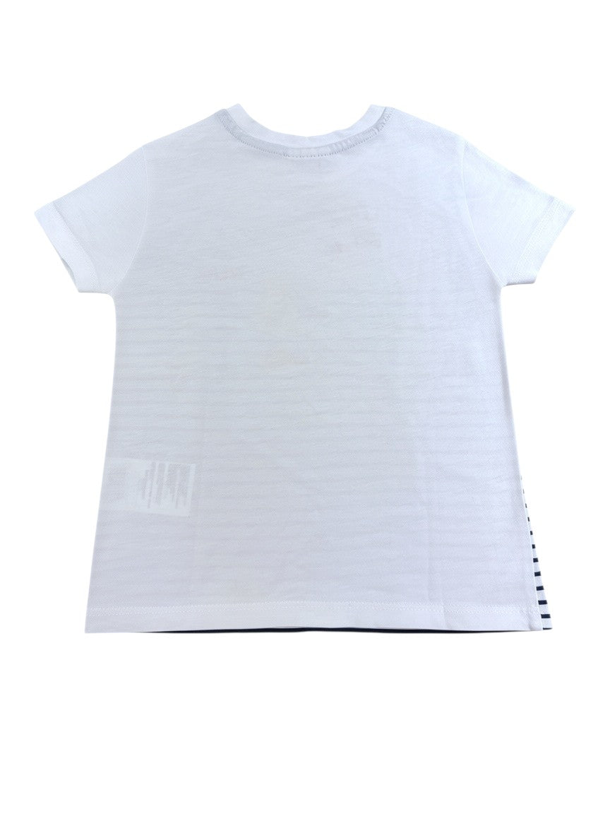 Fagottino Boy White Navy Striped Sailor Cotton T-Shirt, 18-24M / 86 - second hand baby clothing