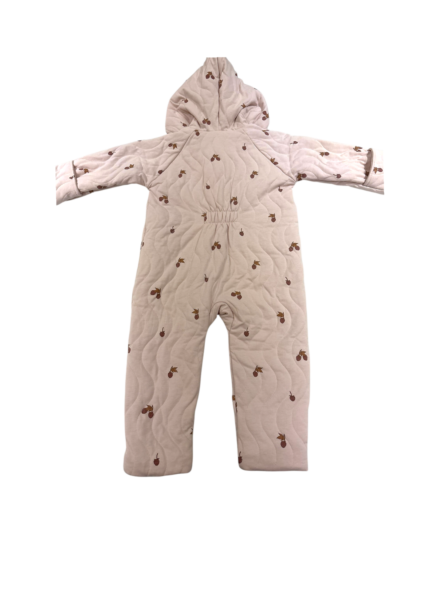 Fixoni Girl Pink Acorn Quilted Hooded Coverall, 12M / 80