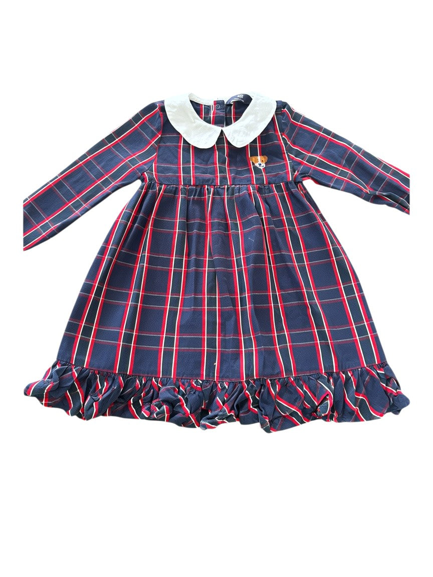 Grüner Knopf Navy Red Plaid Long-Sleeve Dress size 3Y - second hand baby clothing