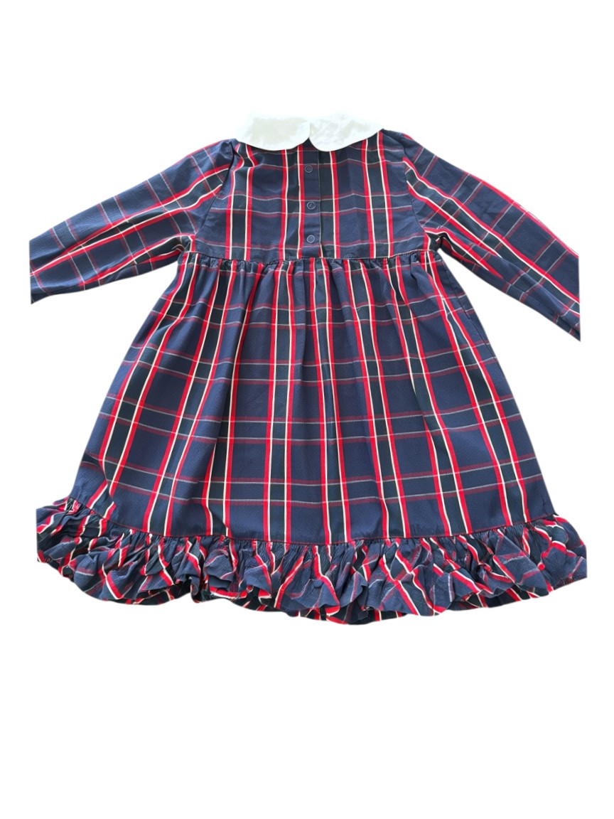 Grüner Knopf Navy Red Plaid Long-Sleeve Dress size 3Y - second hand baby clothing