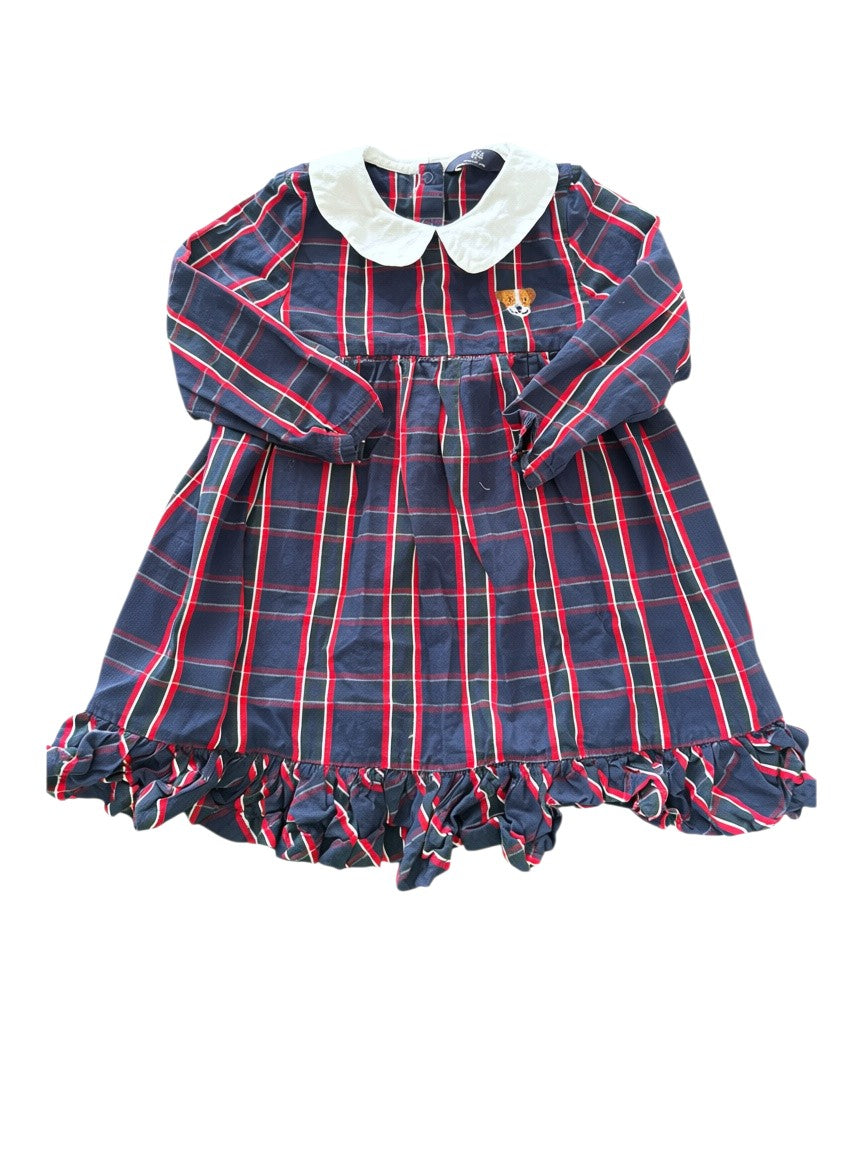 Grüner Knopf Navy Red Plaid Long-Sleeve Dress size 3Y - second hand baby clothing