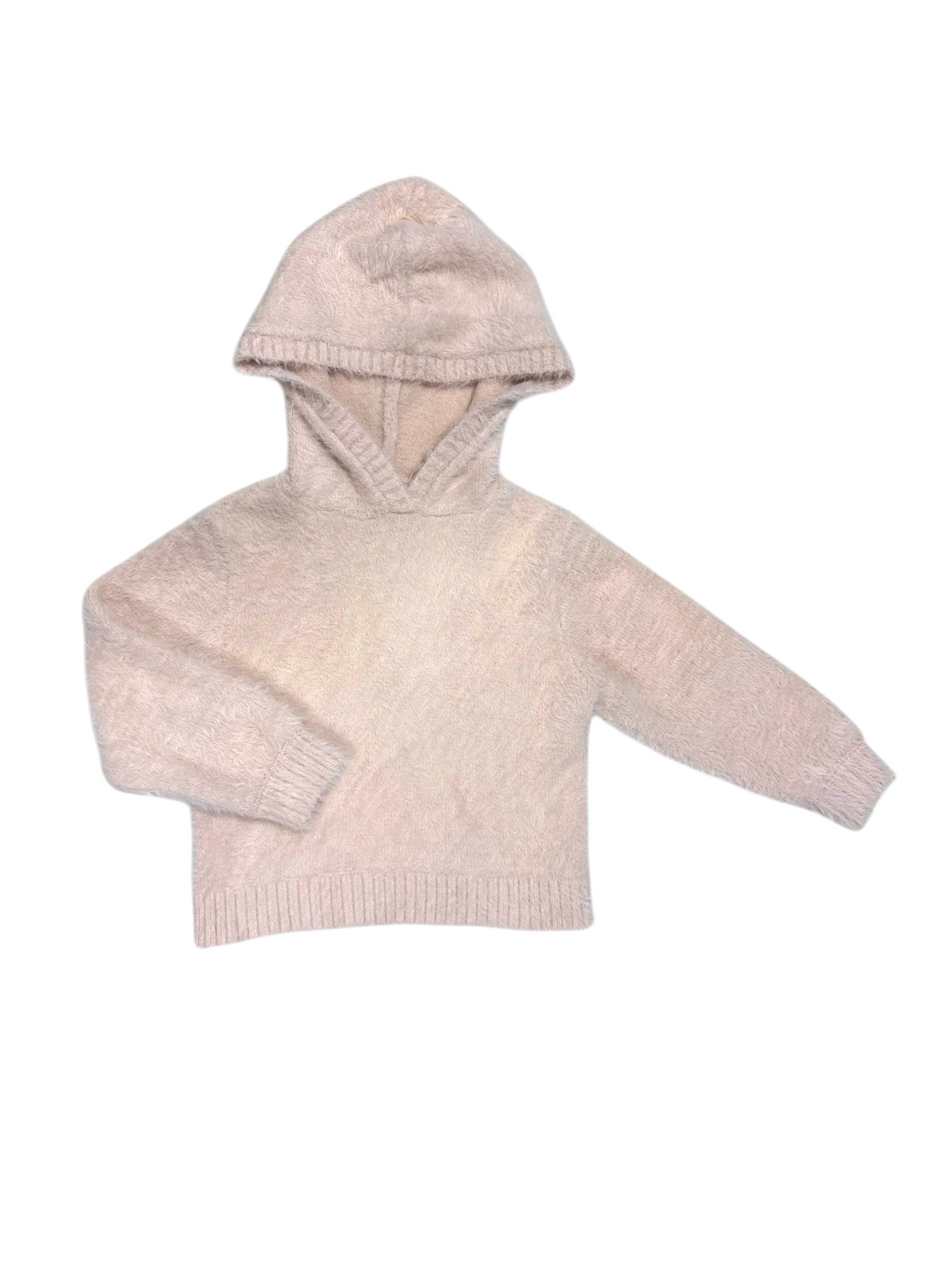 H&M Girl Light Pink Fluffy Knit Hooded Sweater & Pants Set, 2-4Y / 98-104 - second hand baby clothing