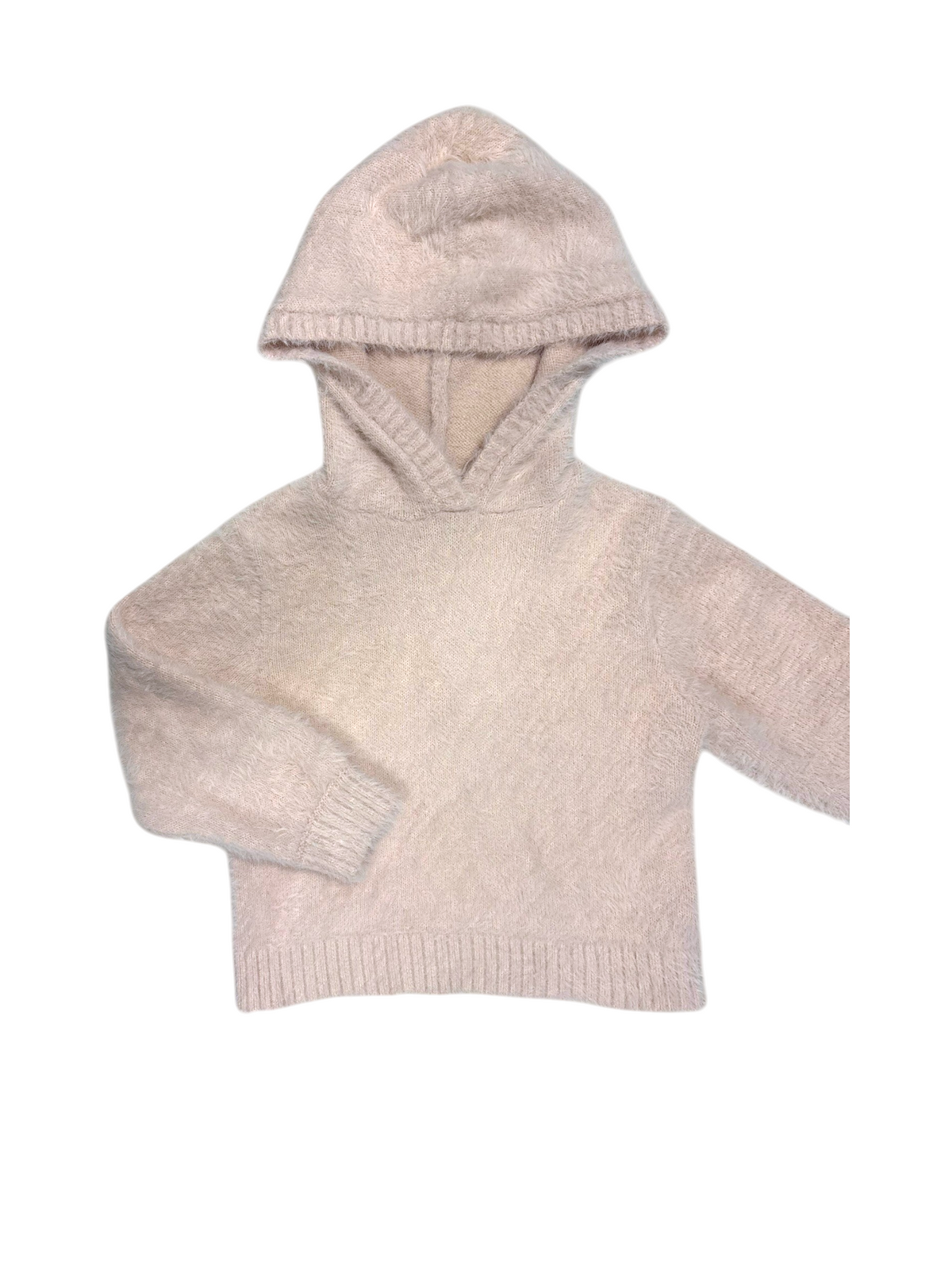 H&M Girl Light Pink Fluffy Knit Hooded Sweater & Pants Set, 2-4Y / 98-104 - second hand baby clothing