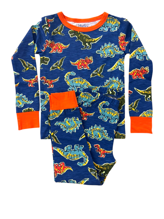 Hatley Boy Blue Dinosaur Cotton Pyjama Set, 3Y