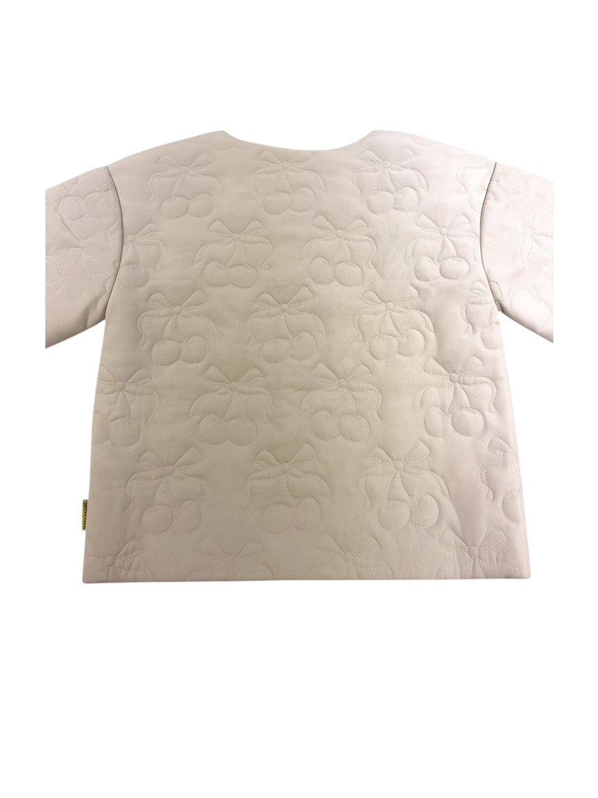Hust and Claire Girl Beige Bow Quilted Jacket, 4Y / 104, 6Y / 116