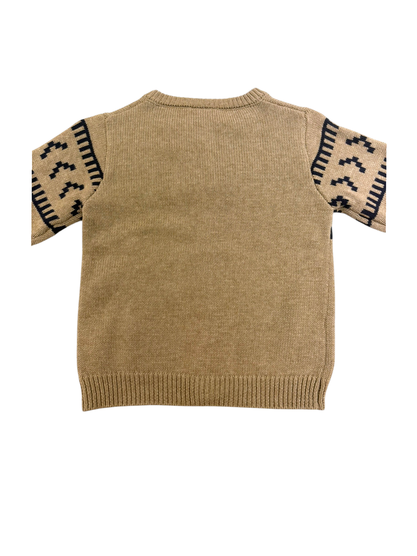 Hust and Claire Unisex Khaki Geometric Knitted Cardigan, 12M / 80