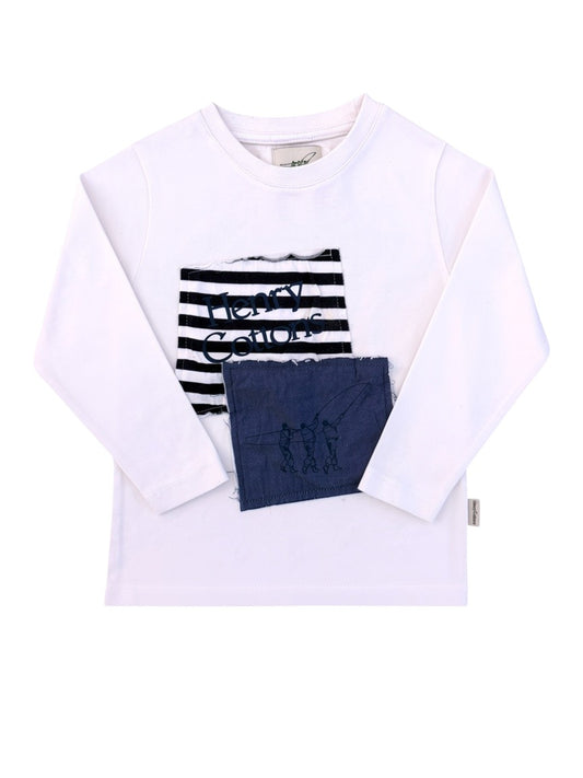 Henry Cotton's White Patchwork Shirt size 3Y / 98 - second hand baby clothing