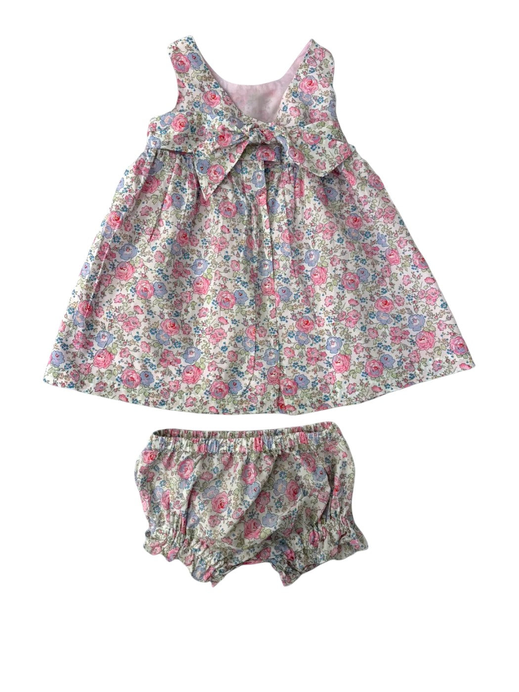 Mrs Gray Liberty Print Louisa Bow Dress size 6-12M - second hand baby clothing