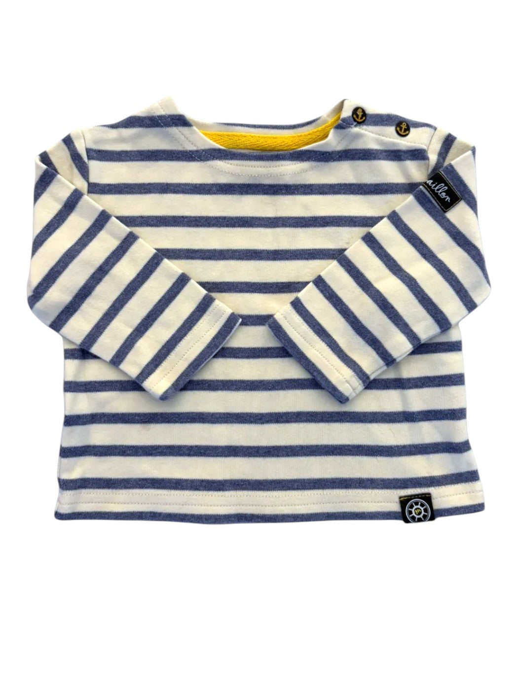 Moussaillon Blue & White Stripe Shirt size 6M - second hand baby clothing